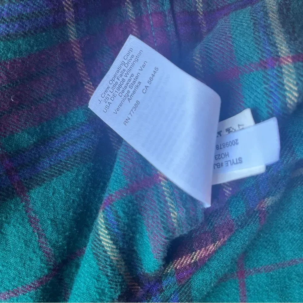 J. Crew Men’s Flannel Classic Mid-Weight Size S Green